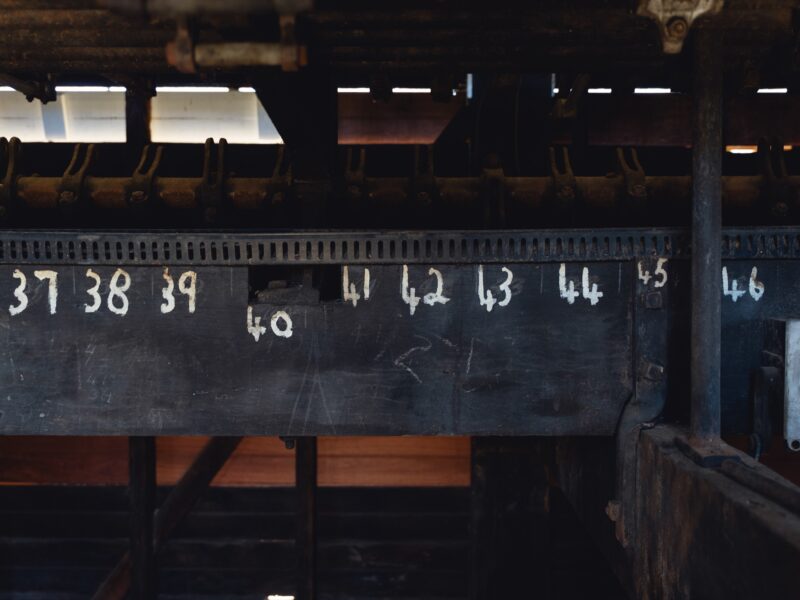 Numbered levers in the restored lever frame.